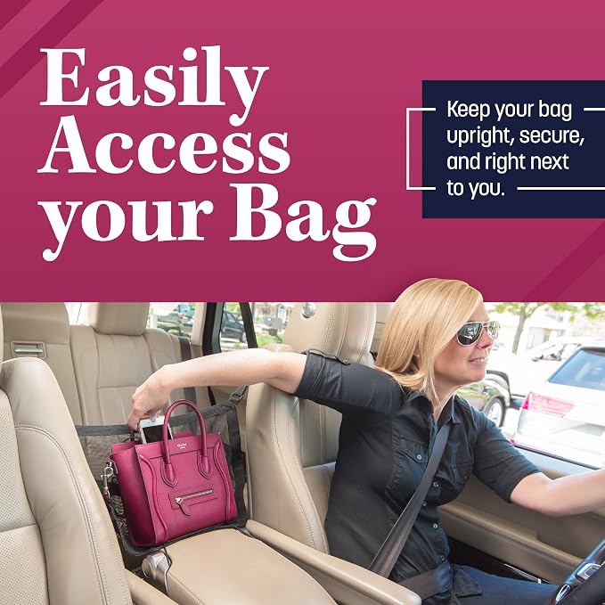Car Cache – Car Purse Storage (Patented) with Pocket for Small Items - Dog Barrier Too