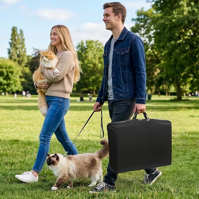 Cat Playpen with Separate Litter Box Area, Large Foldable Waterproof Cat Tent - 600D Oxford, Portable Indoor/Outdoor Pet Enclosure, Cage, House & Condos with Carrybag for Kittens, Small Dogs