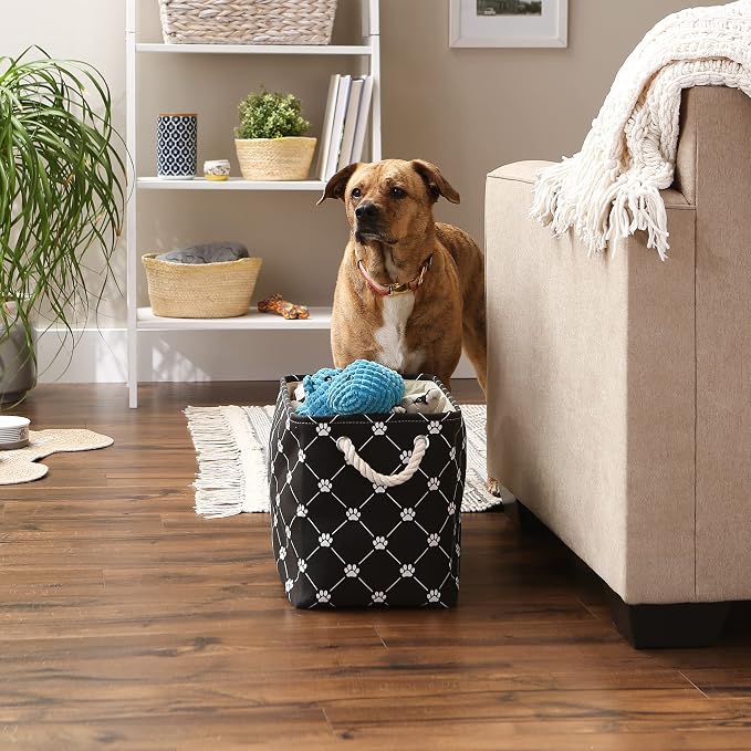 Bone Dry Pet Storage Paw & Bone Trellis, Medium Rectangle, 16x10x12, Black