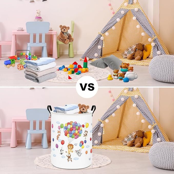 Cute animal Storage Bin Foldable Nursery Basket | Foldable with Waterproof PE Coating Organizer Bin for Kids Boys and Girls,Office,Bedroom,Clothes