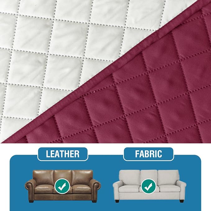2 Pack Water Resistant Armrest Covers for Chairs and Sofas Couch Arm Covers for Sofa with 3 Pockets for Phone Sofa Arm Protector for Pets, Cats (Wine Red)