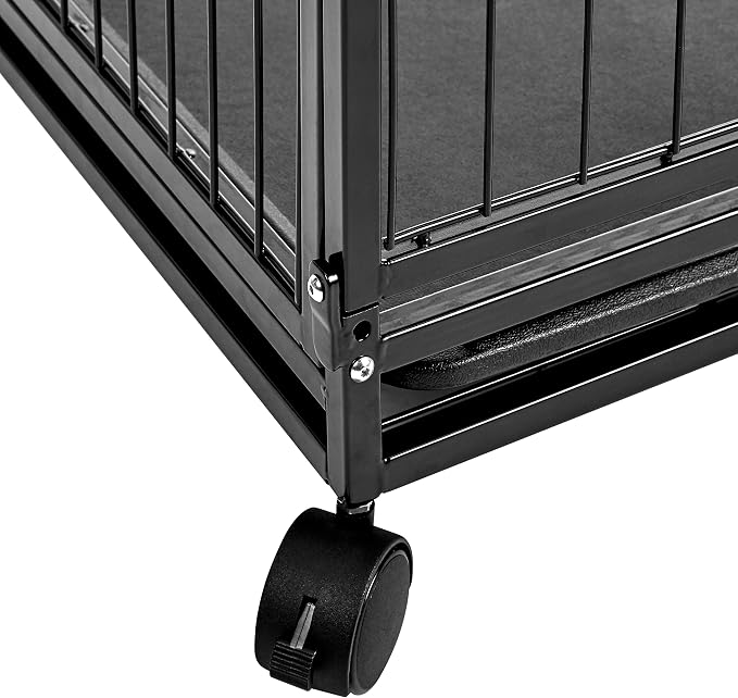 Amazon Basics - Portable Heavy Duty Stackable Dog & Pet Kennel with Tray, Black, 24.0" L x 28.0" W x 37.0" H
