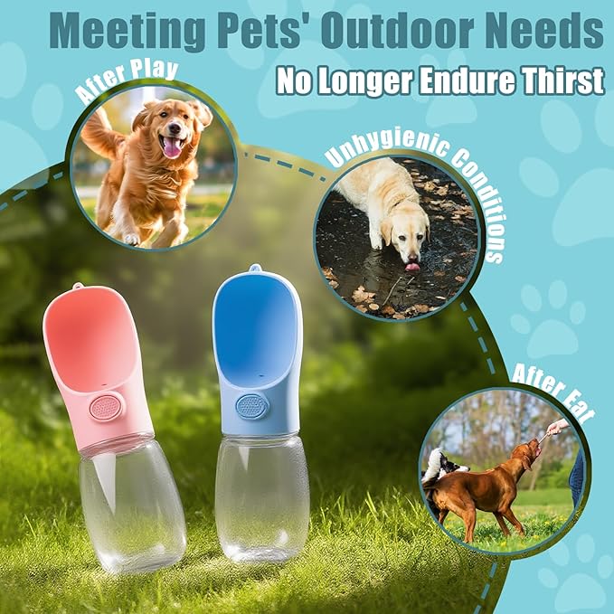 Bestac Pet Travel Water Bottle - Portable Dog&Cat Water Cup, One-Hand Operation, Lightweight & Leak-Proof, BPA-Free, Compatible with Most Gear, Ideal for Walking, Camping & Travel (Blue, 500ml)