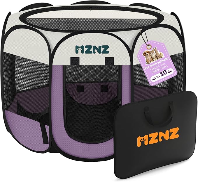Dog Cat Small Animal Puppy Playpen Crate, Small, Purple | Portable Pop Up Pet Cage Enclosure Tent Kennel Indoor Outdoor with Carrying Case, No Assembly, Camping Use