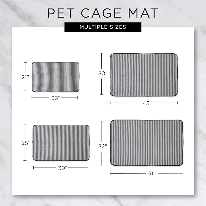 Bone Dry Striped Pet Cage Mat, XXX-Large - 32 x 51, Gray