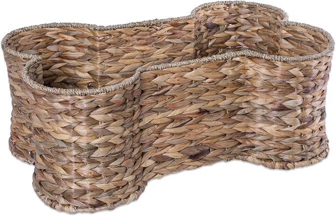 Bone Dry Pet Storage Collection, Bone Shape Hyacinth Toy Basket, Natural, Medium - 21x13x8"