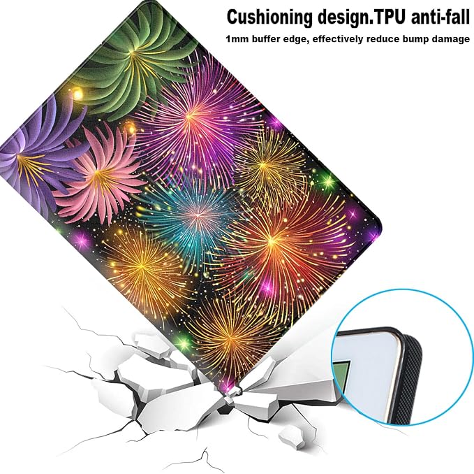 for Samsung Galaxy Tab S8/S7 2022/2020 11 Inch (SM-X700/X706/T870/T875/T878) Tablet Protective Cover with Adjustable Stand and Magnetic Auto Wake/Sleep,Fireworks