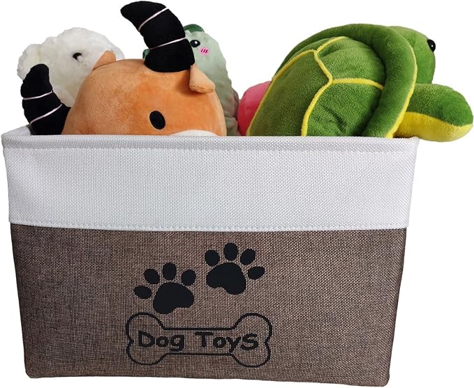 Dog Toy Basket Collapsible Dog Toy Box Foldable Dog Toy Bin for Pet Chew Toys
