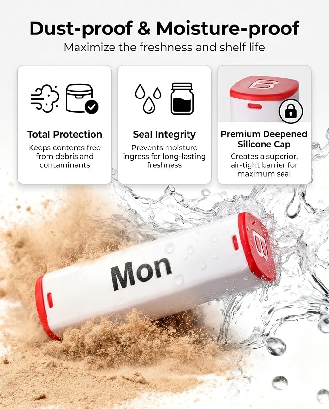 CAidRE Weekly Pill Organizer AM PM - 7 Day Large Travel Pill Box Case | Fits Large Pills & Fish Oil, Removable Daily Compartments, Easy Open for Seniors, Durable Water-Resistant Case, White