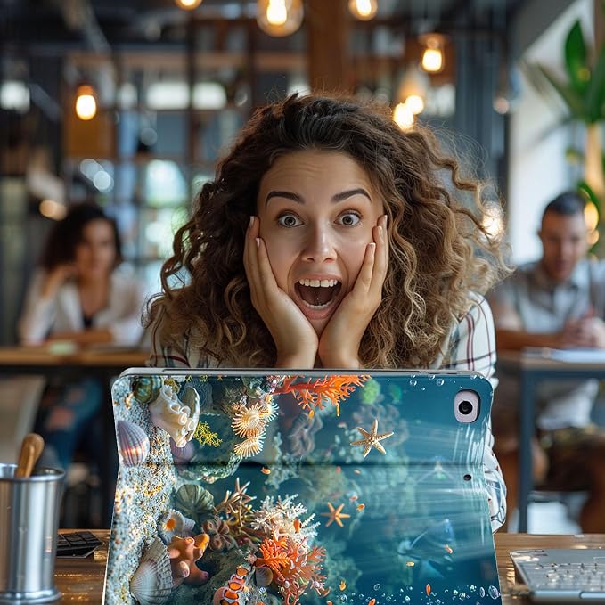 for Microsoft Surface Pro 8-13" 2021 Tablet Case,Auto Wake/Sleep,Adjustable Stand Protective Cover - Underwater World