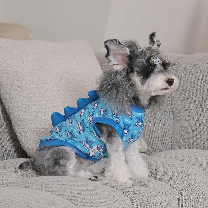 CuteBone Dinosaur Costume Dog Shirt, Stretchy Velvet T-Shirt Clothes for Small Dogs, Soft & Breathable Pet Tee Outfit Cat Apparel for Daily Wear, Cozy Pullover Design Puppy Fashion COSBX04L