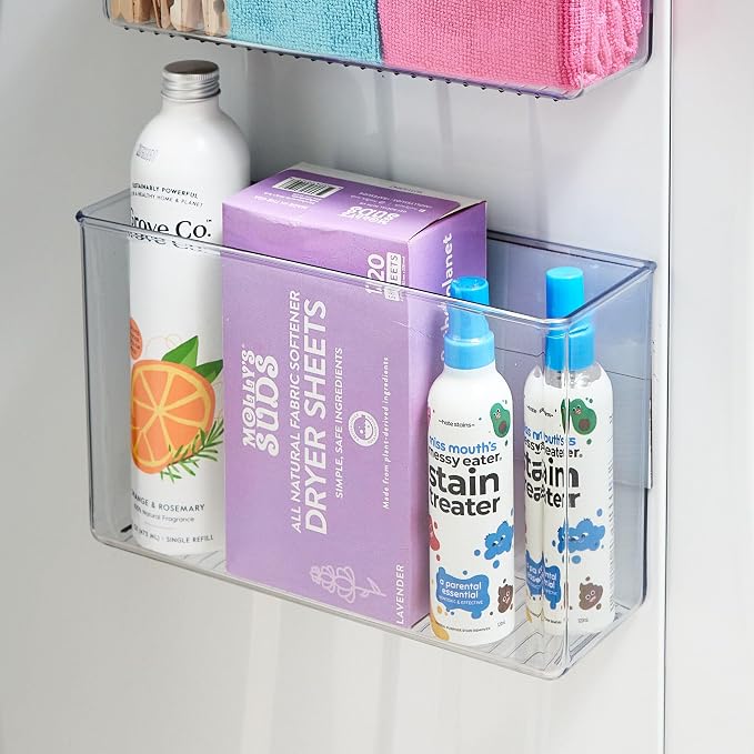 iDesign Magnetic Large Clear Plastic Organizer Bins, 2-Pack | Laundry Room Storage
