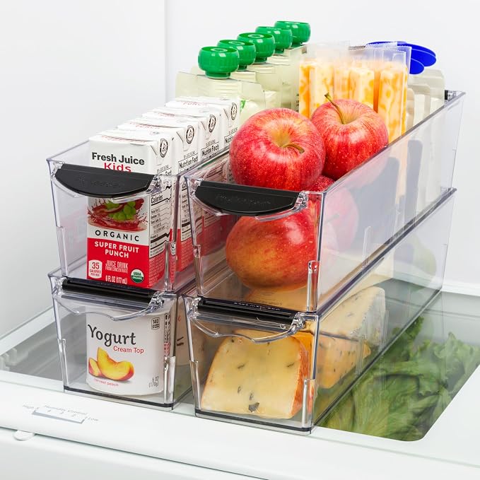 Progressive ProKeeper+ Pantry & Refrigerator Storage Containers – Modular Bins and Organizers (Narrow Stackable Bin, 16.1"L x 4.0"W x 3.6"H)