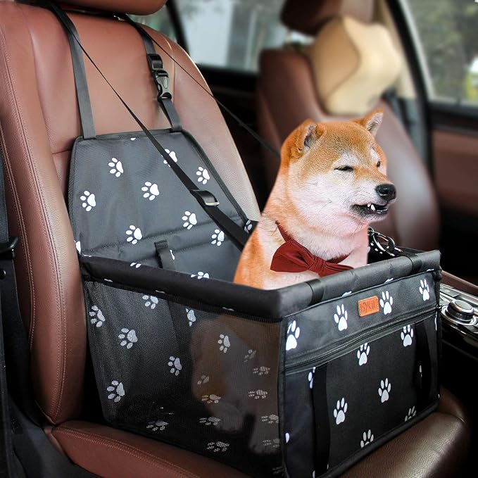BYGD Portable Pet Dog Booster Seat for Small and Medium Pets | Breathable, Waterproof and Foldable Pet Car Basket, with Upgrade Support Rod, Adjustable Safety Strap Pet Travel Carrier