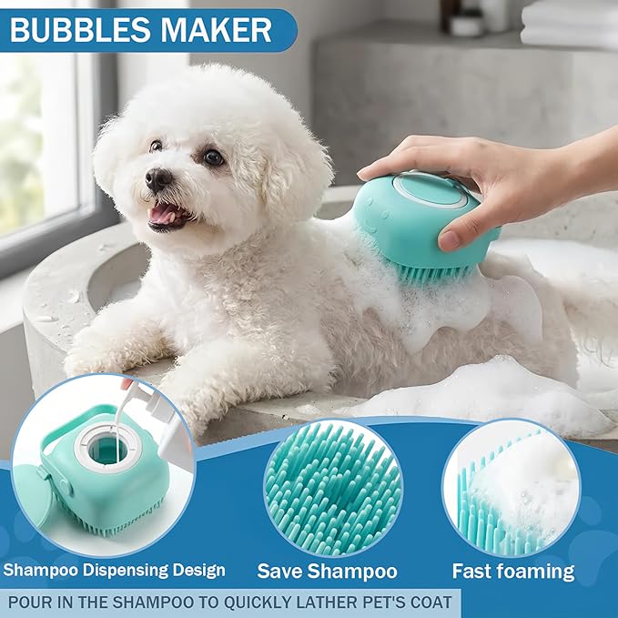 9PCS Dog Bath Kit & Dog Brush Kit - Professional Pet Grooming Tools Set for Dogs & Cats, Includes Shedding Brush, Bath Scrubber & Dematting Combs - Complete Dog Washing Essentials Blue