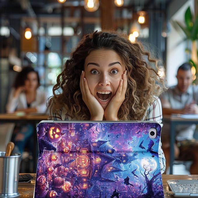 for Microsoft Surface Go 4/3/2/1-10.5" 2021 Tablet Case,Auto Wake/Sleep,Adjustable Stand Protective Cover - Halloween Pumpkin House