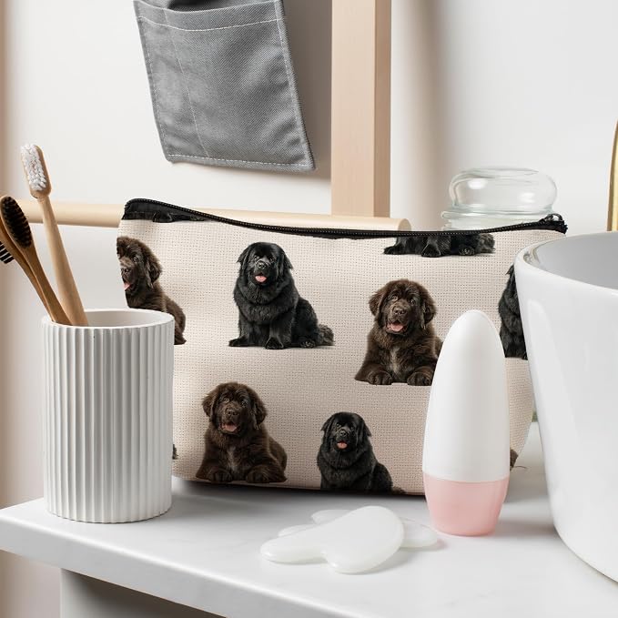 Newfound Dog Makeup Bag, Newfound Lovers Gifts Cosmetic Bag for Women, Dog Mom Lovers Owner Gifts for Women Christmas, Pet Lover Gift Zipper Travel Makeup Pouch for Purse