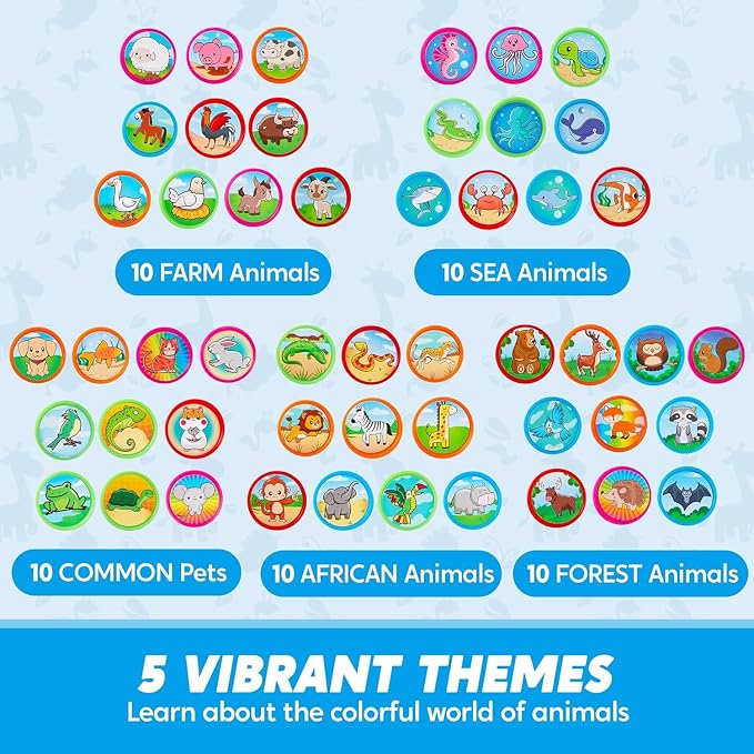 JOYIN 50 Pcs Animal Stamps for Kids, with 50 Different Designs, Farm,Sea Animals,Stamps for Crafting, Prize Box Toys for Classroom, Kids Party Favor, Birthday Party Favor Goodie Bag