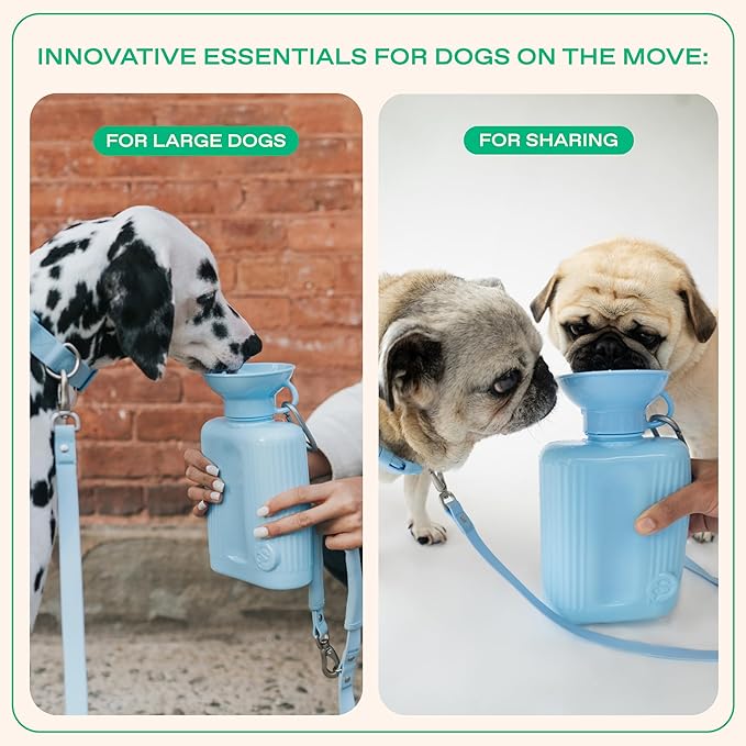 Springer Dog Water Bottle | Large Capacity Drinking Feeder Dispenser for Dogs & Puppies | As Seen on Shark Tank | Leak-Proof Bowl | BPA-Free | Outdoor Walking, Hiking & Camping | 44oz Blue
