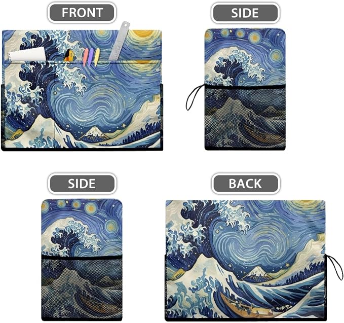 Customized The Great Wave Sewing Machine Cover - Inspired by V-Gogh's Starry Night, Fits Standard Singer, Brother and Janome Machines, Protecting & Decorating Your Sewing Space (Blue)