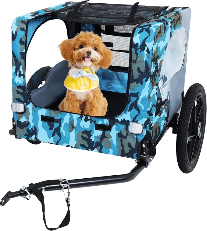 ZeHuoGe Pet Bike Trailer for Small to Medium Pets, Pet Cart Bicycle Wagon,23.62”x17.71” Roomy Cabin, Foldable & Portable, Universal Fit for 20”-29” Bikes