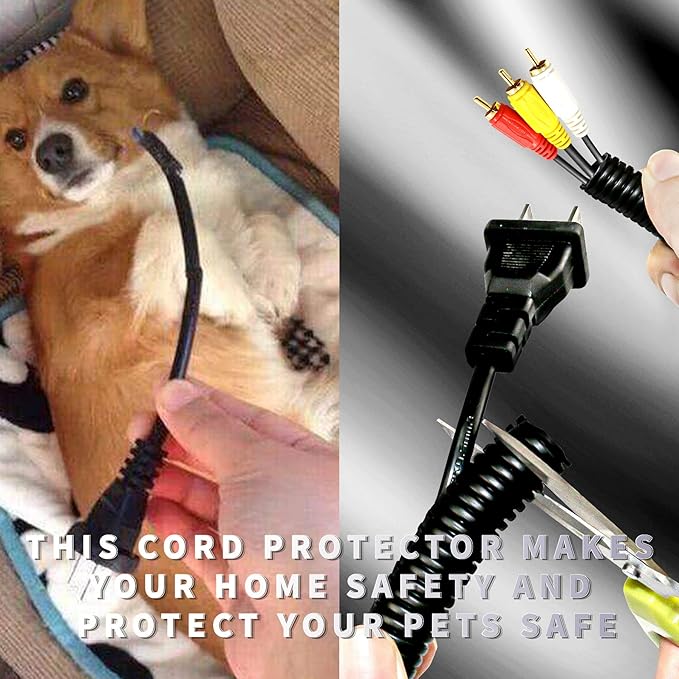30 ft Dog Cat Cord Protector Electric Wires Covers Wire Loom Tubing Protect Wires from Rabbits, Cats and Other Pets