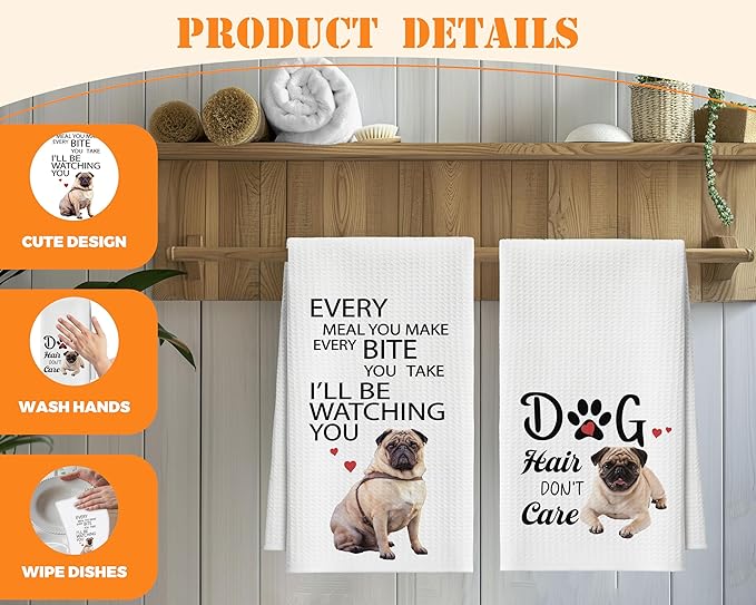 Kitchen Towels Set of 2, Every Meal You Make Dish Towel for Kitchen Bathroom, Bulldog Decorative Hand Towels, Pet Fast Drying Tea Towel, Housewarming Bulldog Gifts for Dog Lovers Women -08