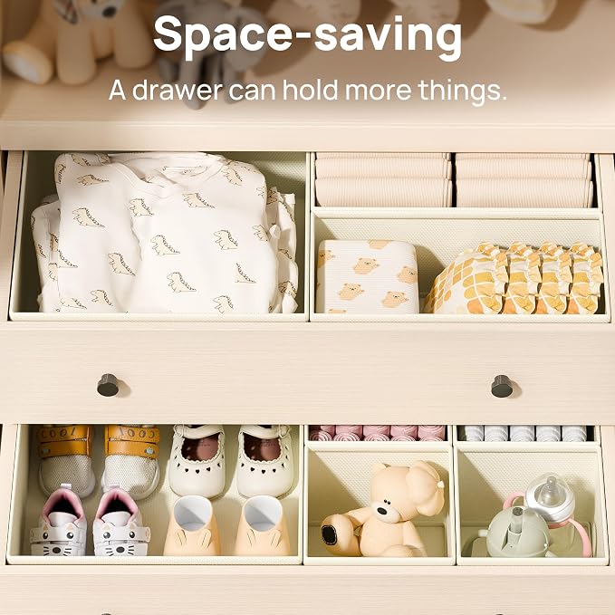 Vtopmart 12 Pack Baby Clothes Organizer, Dresser Drawer Organizer for Baby Clothing, Foldable Fabric Closet Drawer Storage Bins, Nursery Dresser Dividers for Bra, Socks, Ties, Scarf | Nursery Drawer Storage, Baby Clothing Organization, Foldable Fabric ...