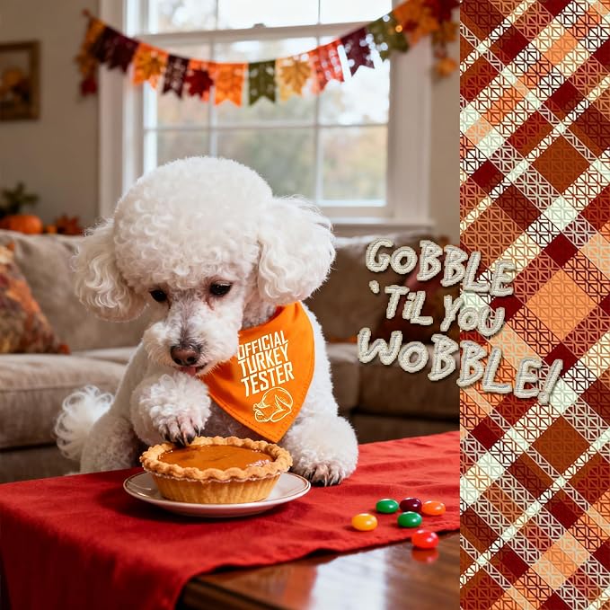 Turkey Tester Dog Bandana Thanksgiving Costume for 75lbs+ XL Pets
