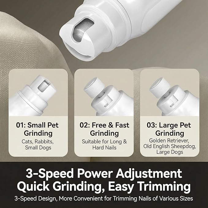 Dog Nail Grinder Quiet Safe Pet Nail Trimmers Professional Dog Nail Clipper Grooming Tools for Small Medium Large Dogs & Cats with 3 Speeds & LCD Screen