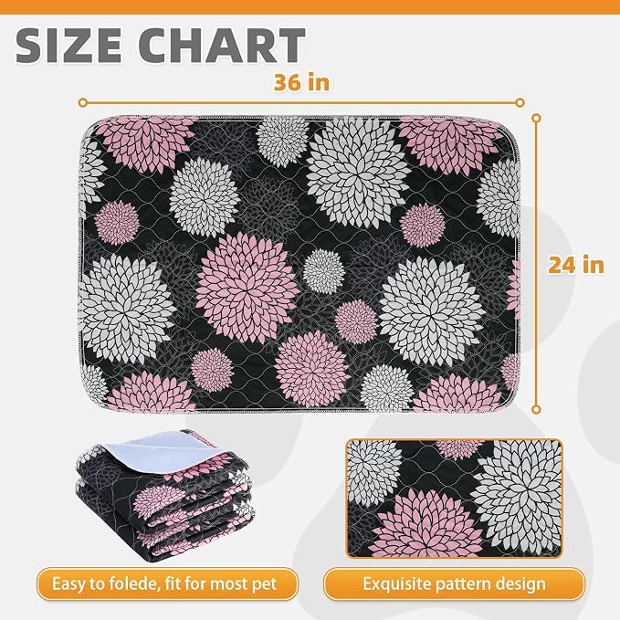 Washable Pee Pads for Dogs, 2 Pack Super Absorbent Reusable Puppy Training Pads Waterproof, Nonslip and Leak-Proof Dog Pee Pads, Large Pet Mats Whelping Pads for Floor, Crate, Couch, 24"x36"