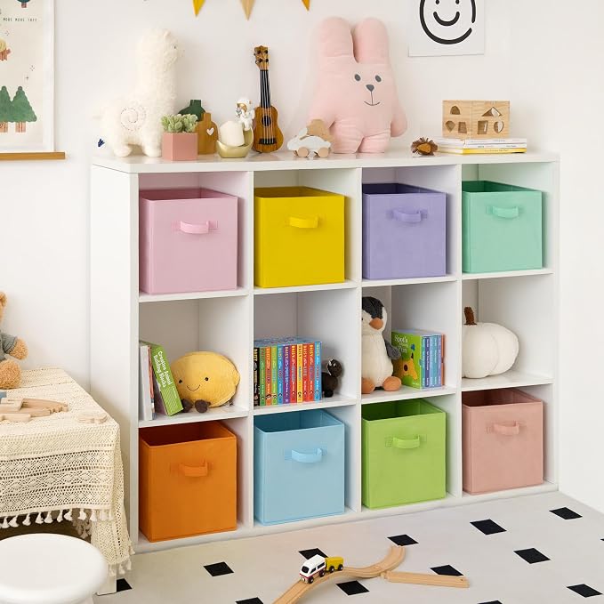GRANNY SAYS 11 Inch Cube Storage Bins, Cube Organizer, Pastel Color, 8-Pack | Collapsible Storage Boxes with Thickened Base Plate, Sturdy Handles, Decorative Baskets for Shelves, Closet