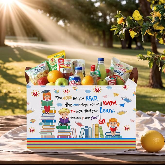 Reading Book Storage Basket Organizer for Nursery, Classroom, Library, and Daycare Store Books, Clothes (Kid Learning)