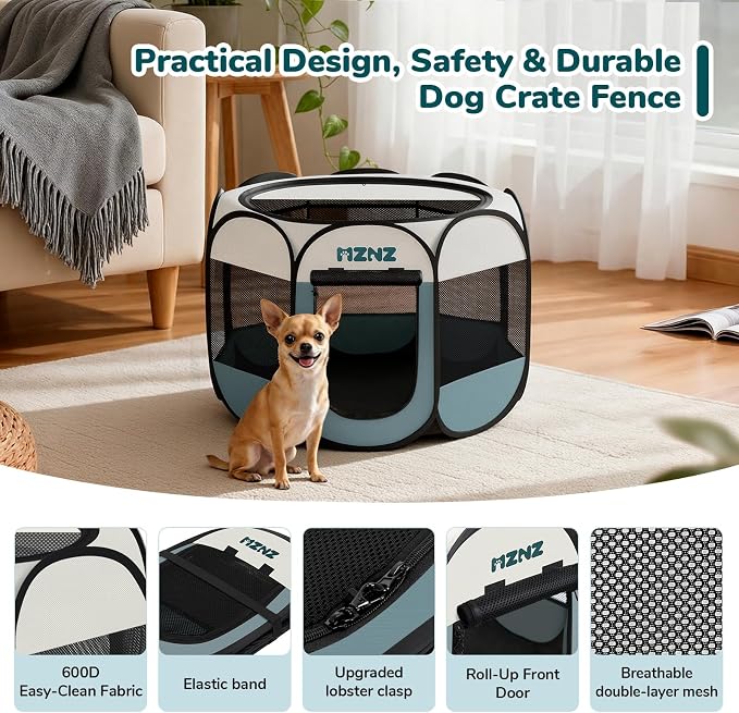 Dog Cat Small Animal Puppy Playpen Crate with Pee Pad, Small | Portable Pop Up Pet Cage Enclosure Tent Kennel Indoor Outdoor with Carrying Case, No Assembly, Camping Use