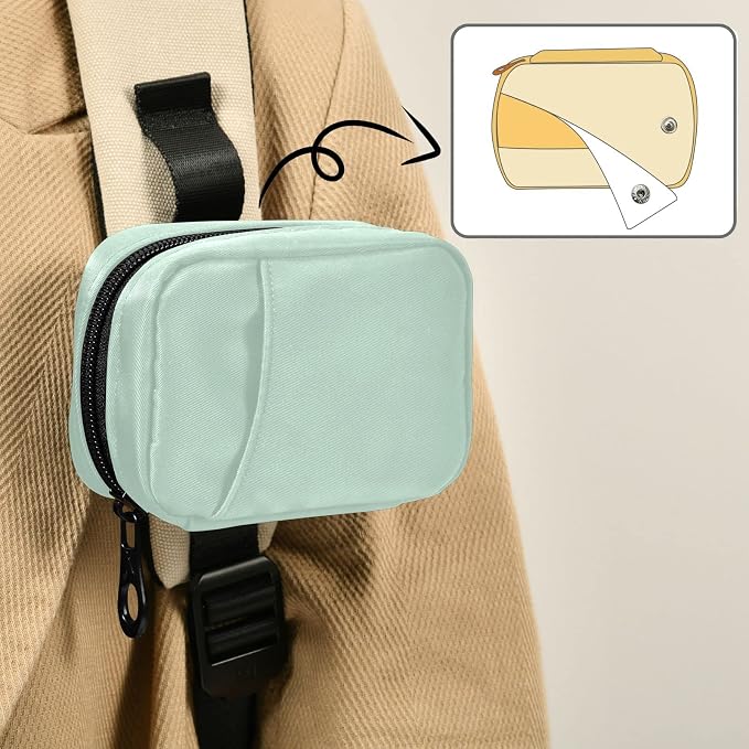 Naanle Pill Box 7 Day Pill Case Travel Pill Organizer Bag with Zipper Portable Weekly Case Compact Size for Vitamin Supplement Holder, Solid Color Light Green, 4.6 x 3.14 x 1.88 Inch, 0.12 kilograms