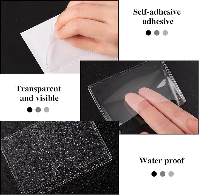 36 Pack Clear Adhesive Label Holders, 2 x 3 Inch Index Card Pockets | Top-loading PVC pockets; sticks to bins, shelves, wood, metal, plastic, and cardboard; clear, durable, easy to replace cards