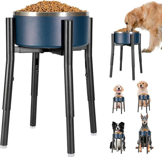 PROERR Dog Bowl Stand,Adjustable Tall Dog Food and Water Bowl Stand 8-12" Width 4 Heights,Durable Metal Elevated Dogs Bowl Holder for Medium and Large Dogs (Adjustable Wide 8-12" Heights 16")
