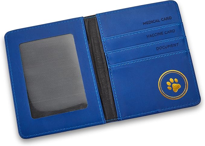 International Pet Passport & Dog Passport Holder – Cat & Dog Travel Accessories Organizer for Vet Records, Vaccinations & ID – Standard Size, Blue
