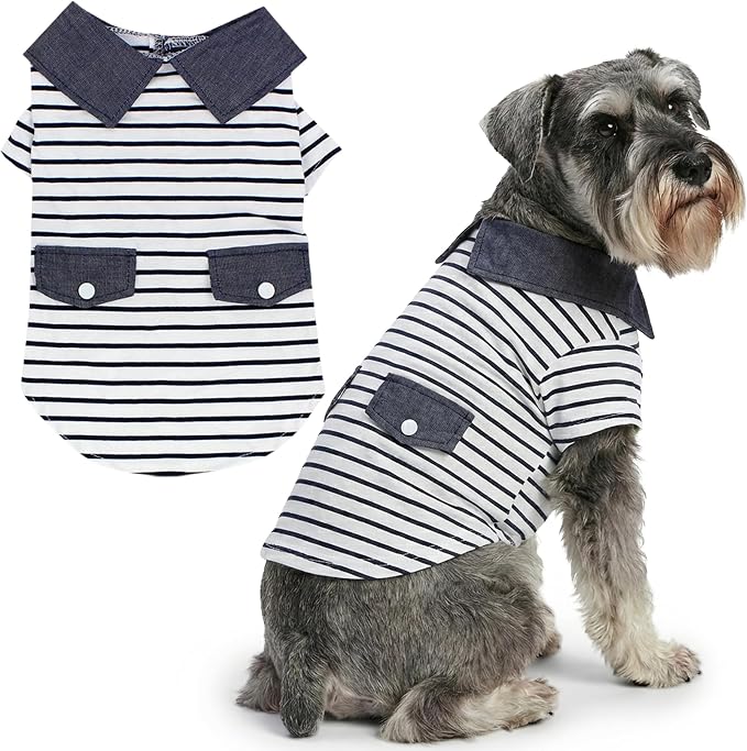 Parisian Pet Preppy Boy Polo Dog Shirt – Classic Cotton Pet Apparel with Collar - Soft Breathable Puppy T-Shirt - Cute Trendy Dog Clothes - Ideal Summer Clothes for Large Dogs - Shirts for Dogs Boy
