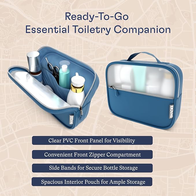 Shacke 8 Set Packing Cubes for Travel, Shoe & Toiletry Bags (Navy Blue) | Complete Suitcase Organizer Bags Set: 4 Luggage Packing Cubes + Laundry, Shoe, Toiletry & Accessories Bags for Any Trip