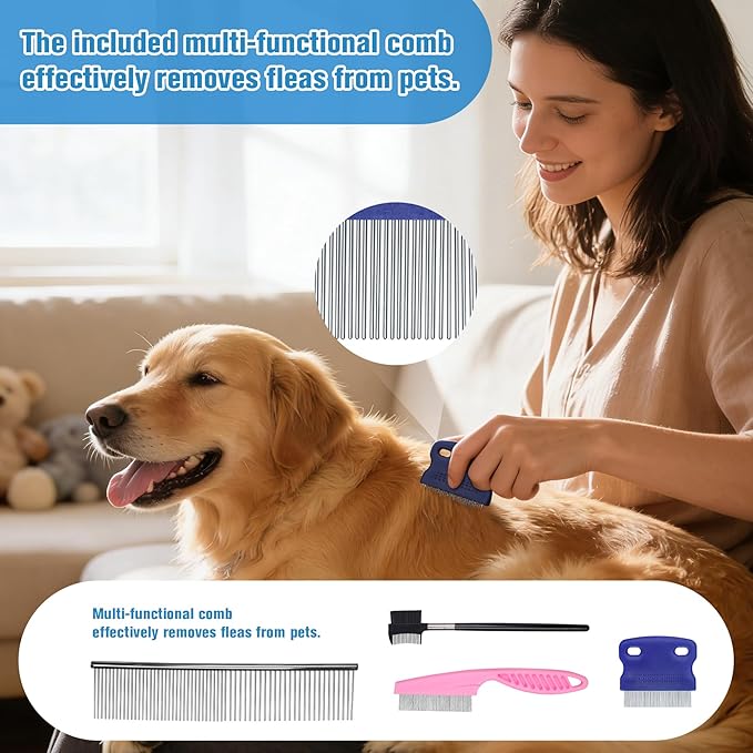 Pet Hair Remover,Lint Rollers for Pet Hair Extra Sticky with Water Spray,Reusable 2-in-1 Dog & Cat Hair Removal Tool for Furniture,Couch,Carpet,Bedding, and Clothes - Includes 4 Brushes