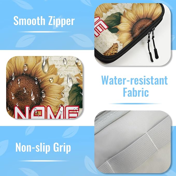 Custom Electronics Organizer Rustic Sunflower Butterfly Travel Cable Pouch Large Tech Accessories Case Waterproof Cord Storage Bag for Power Bank Charger Phone Earphone