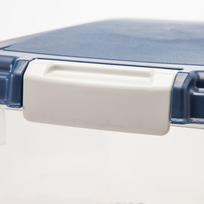 IRIS USA Dog Food Storage Container, Up to 30 lbs, Navy, Made in USA | Wheels for Mobility, Airtight Seal, BPA-Free, Best for Bird Seed, Cat food, Cat Litter, Chicken Feed, Pellets