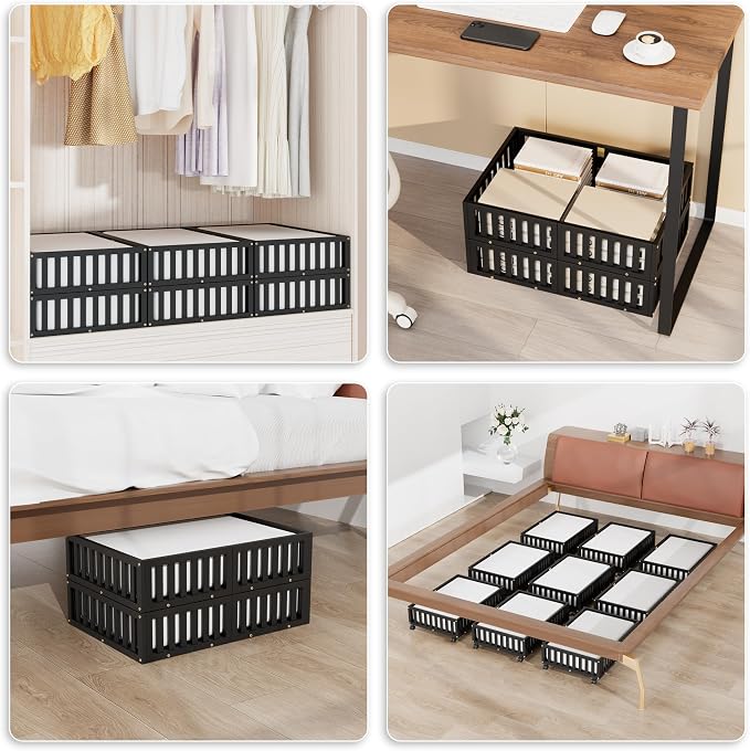 Under Bed Storage with Wheels, 2 Pcs Bamboo Drawers for Clothes and Toy | 360° wheels glide smoothly. Sturdy bamboo frames hold clothes, shoes, bedding and toys. Easy pullout access keeps rooms tidy