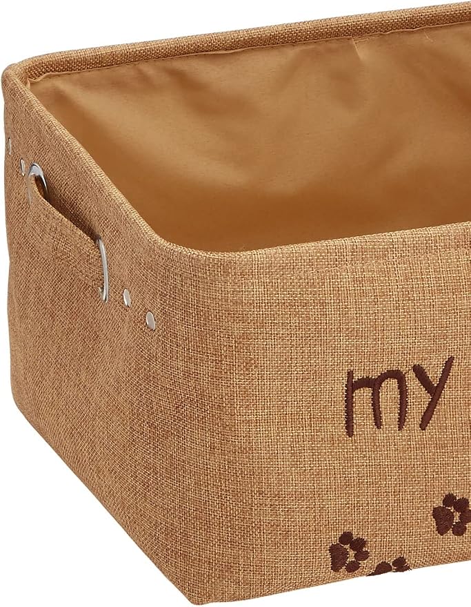 Winifred & Lily Pet Toy Box, Storage Bin with Handles, Pet Bins Storage Organizer for Dog, Cats and Other Pets