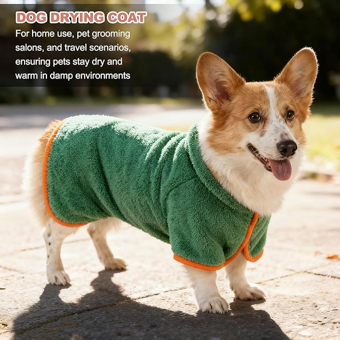 Dog Drying Coat, Dog Robes for After Bath Bathrobe Super Absorbent Towel Soft Adjustable, (S, Gray), Intended for Fast Drying Warm Keeping Pet Cats Kitten Puppies
