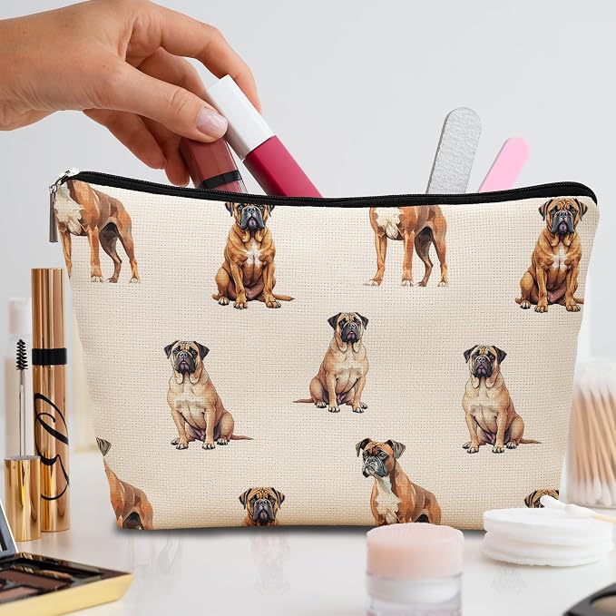 Boxer Dog Makeup Bag, Boxer Lovers Gifts Cosmetic Bag for Women, Dog Mom Lovers Owner Gifts for Women Christmas, Pet Lover Gift Zipper Travel Makeup Pouch for Purse