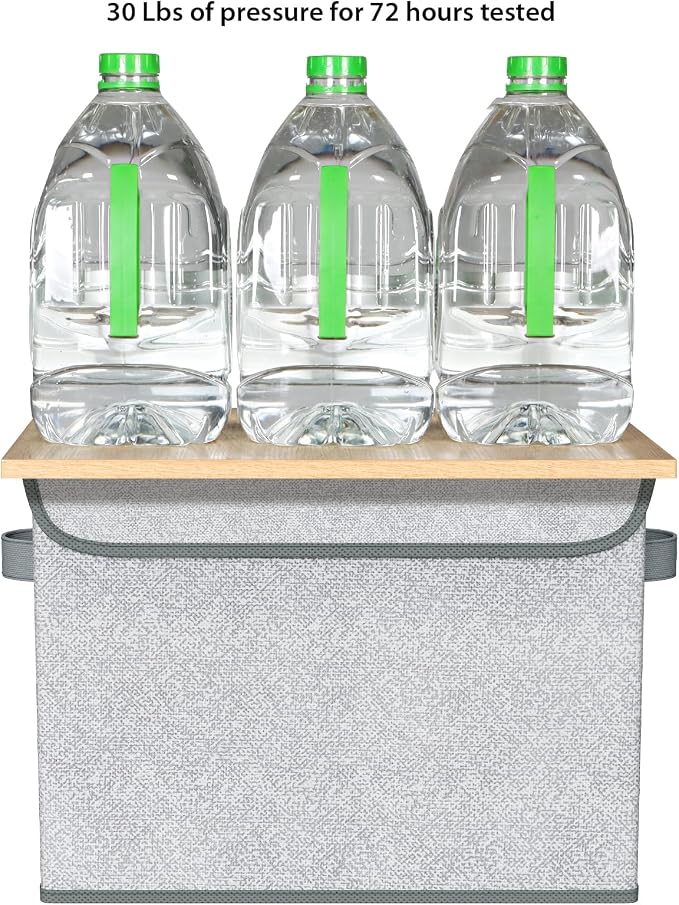 Univivi Decorative Fabric Storage Boxes with Lids, 4 Pack, Gray | 17 x 12 x 12 In Large Stackable Storage Bins with Lids & Carry Handles, Closet Organizers for Clothes, Office, Bedroom