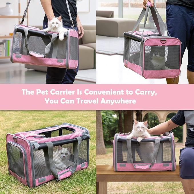 GAPZER Pet Carrier for Large and Medium Cat, Soft-Sided Pet Crate for Puppy | Dog Foldable Car Traveling Kennel Bag with Privacy Protection, Big Kitten Carrying Cage Ventilated Home Outdoor Vet Transport