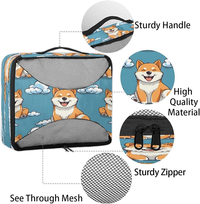 Packing Cubes for Travel, Cute Corgis Dogs Travel Luggage Packing Organizers for Women Men, Large Custom Toiletries Bag for Cosmetics Toiletries, Corgis Dogs